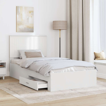 Bed Frame with Headboard White 100 x 200 cm Engineered Wood