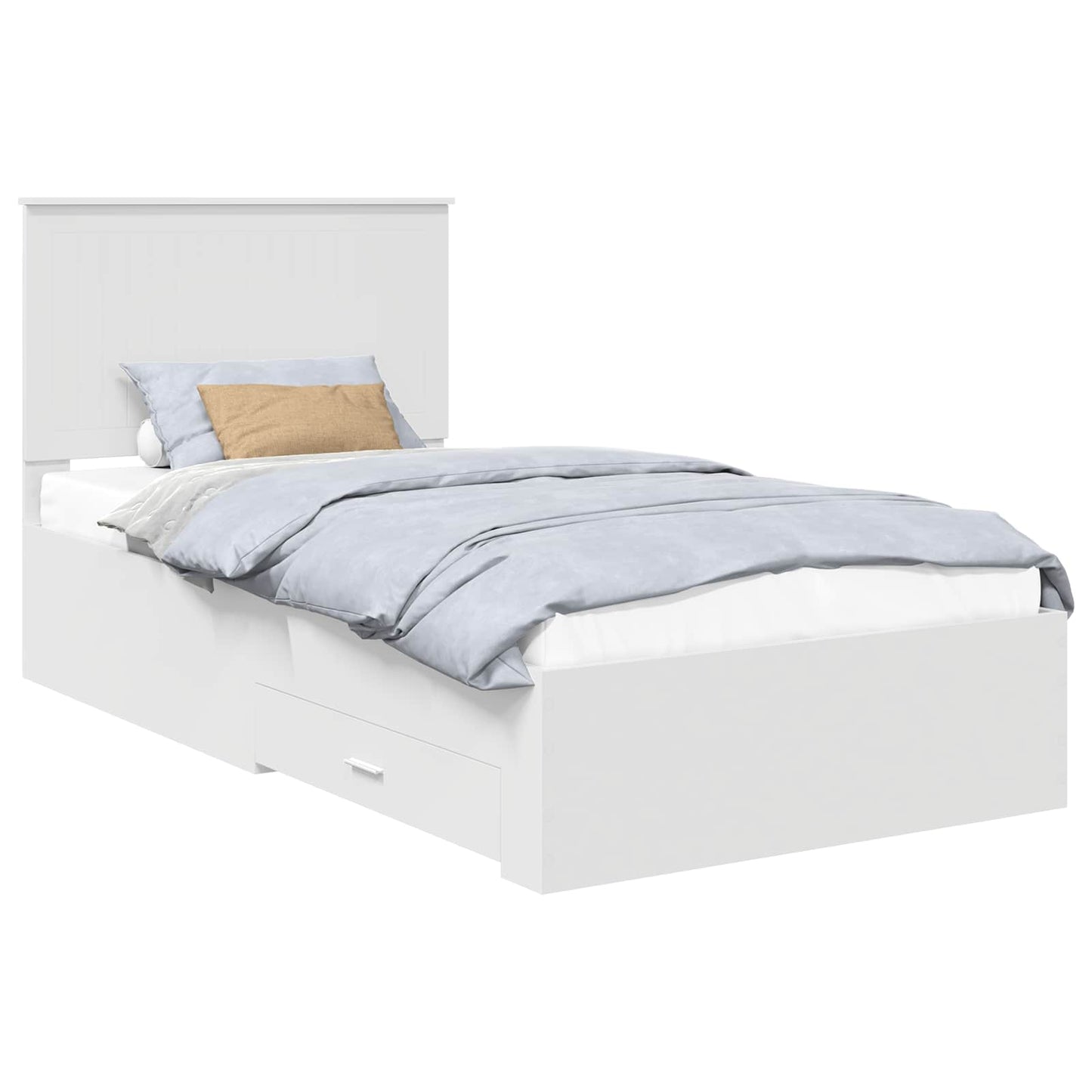 Bed Frame with Headboard White 100 x 200 cm Engineered Wood