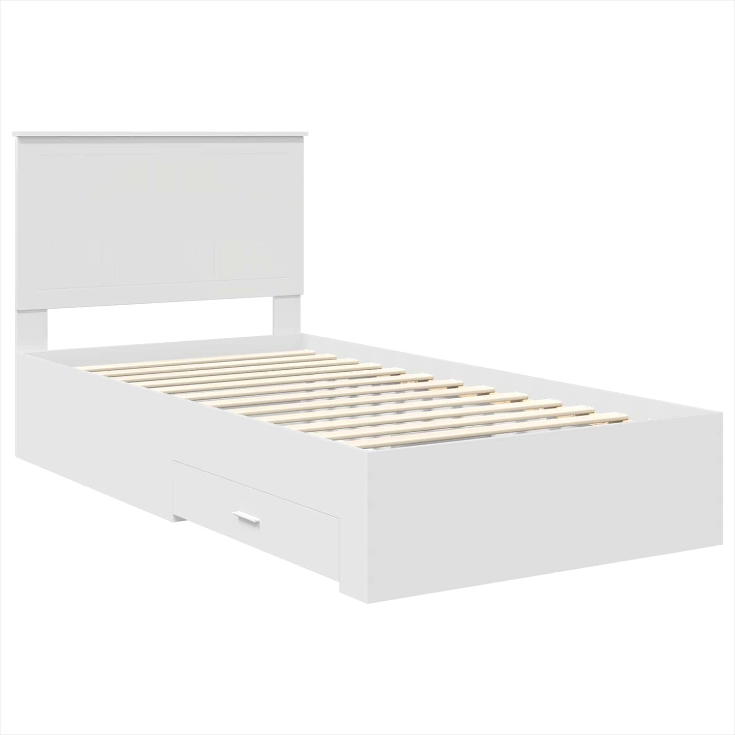 Bed Frame with Headboard White 100 x 200 cm Engineered Wood