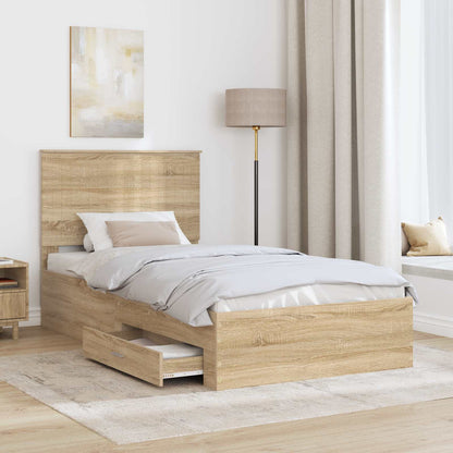 Bed Frame with Drawer Sonoma Oak 100 x 200 cm Engineered Wood