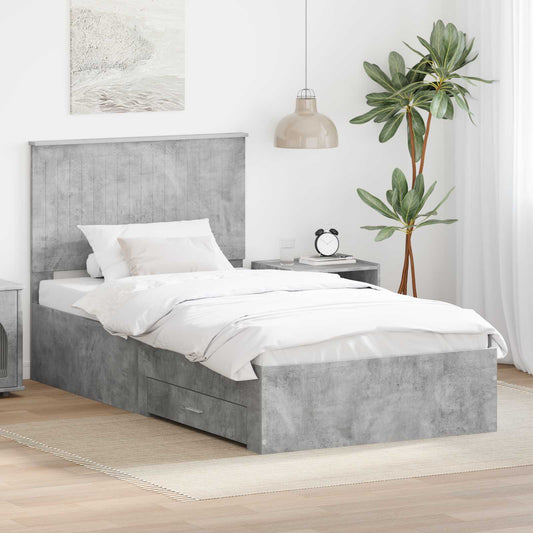 Bed Frame Concrete Grey 100 x 200 cm Engineered Wood