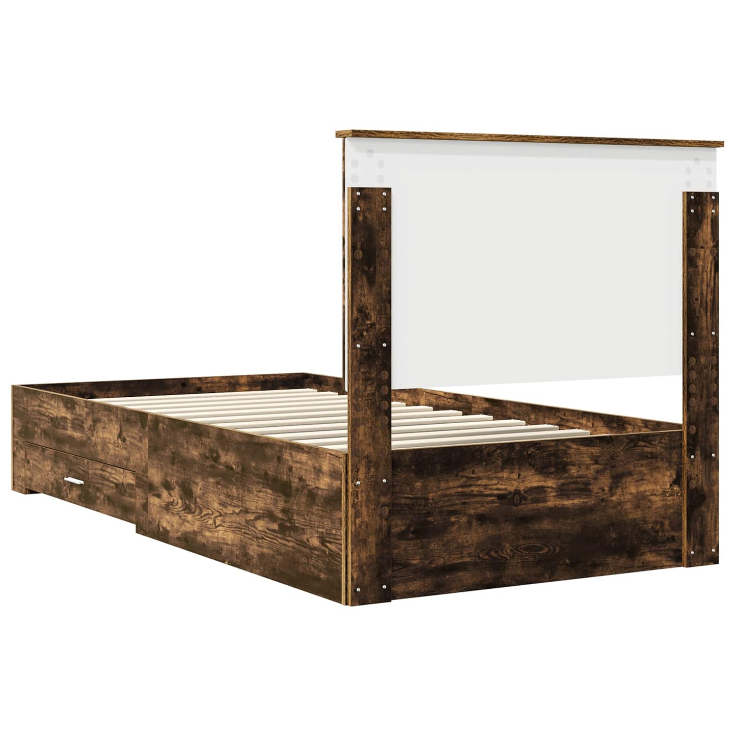 Bed Frame with Drawer Smoked Oak 100 x 200 cm Engineered Wood