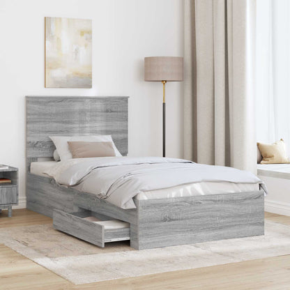 Bed Frame with Drawer Grey Sonoma 100 x 200 cm Engineered Wood