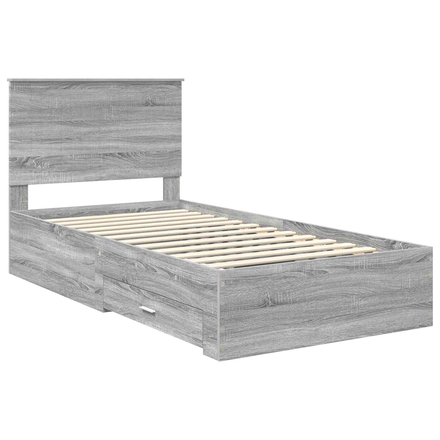 Bed Frame with Drawer Grey Sonoma 100 x 200 cm Engineered Wood