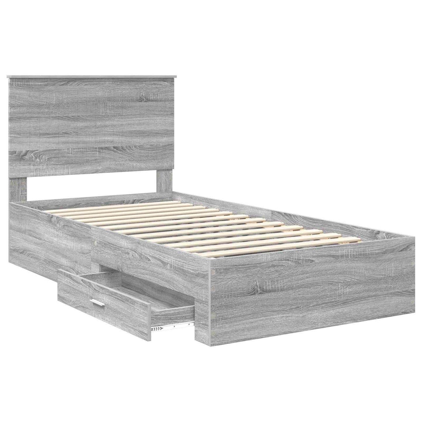Bed Frame with Drawer Grey Sonoma 100 x 200 cm Engineered Wood