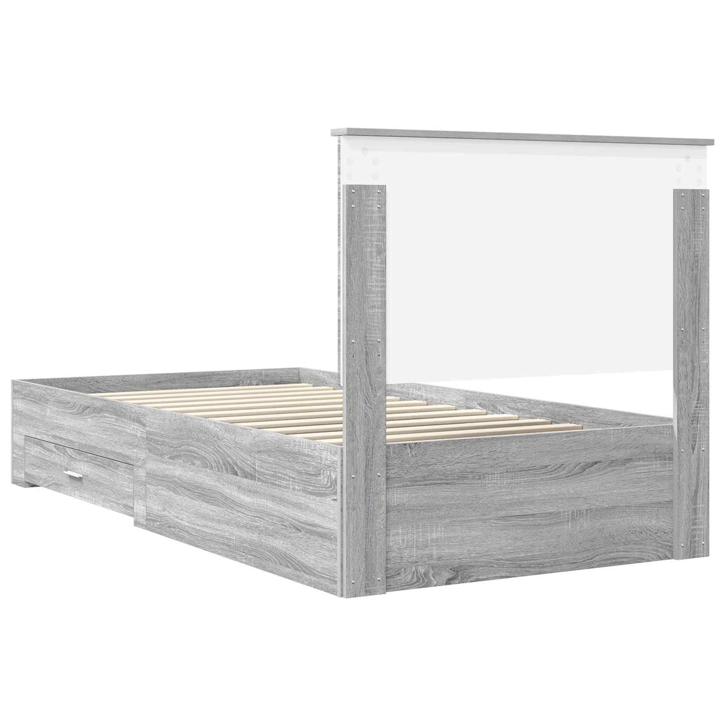 Bed Frame with Drawer Grey Sonoma 100 x 200 cm Engineered Wood