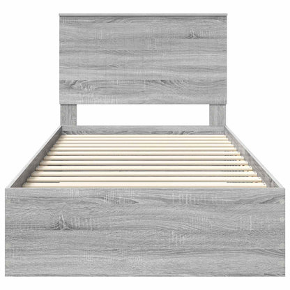Bed Frame with Drawer Grey Sonoma 100 x 200 cm Engineered Wood