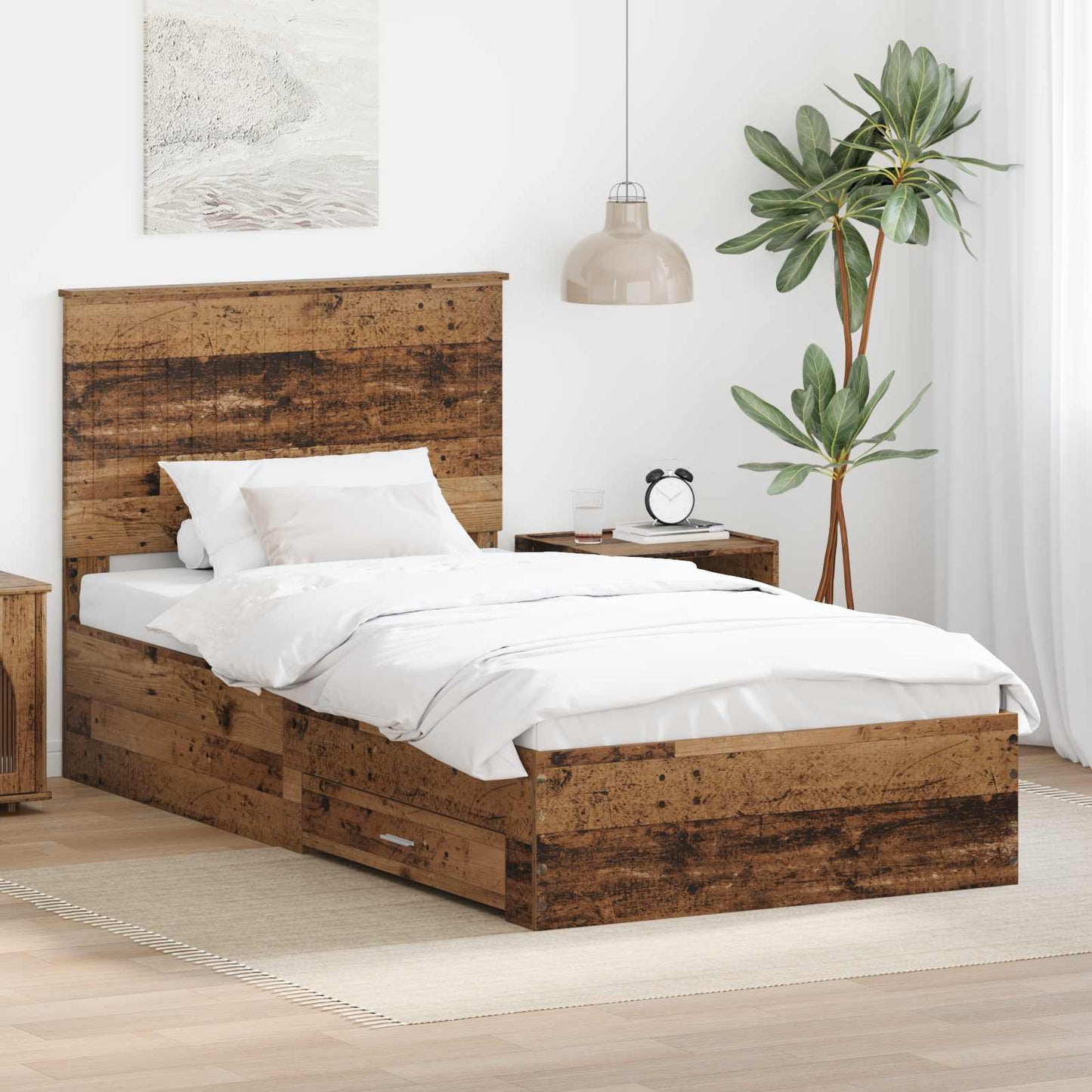 Bed Frame with Headboard Old Wood 100 x 200 cm Engineered Wood