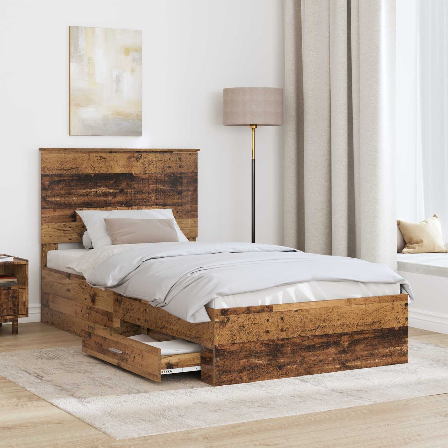 Bed Frame with Headboard Old Wood 100 x 200 cm Engineered Wood