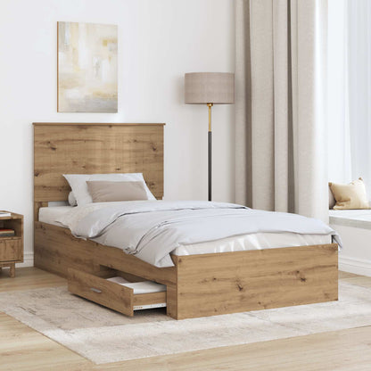 Bed Frame with Drawer Artisan Oak 100 x 200 cm Engineered Wood