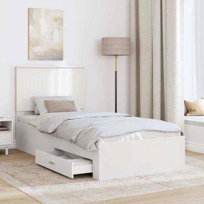 Bed Frame with Headboard White 90 x 200 cm Engineered Wood