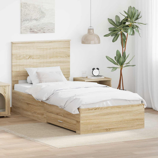 Bed Frame with Headboard Sonoma Oak 90 x 200 cm Engineered Wood