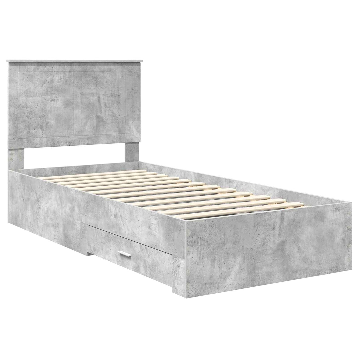 Bed Frame with Drawer Concrete Grey 90 x 200 cm Engineered Wood