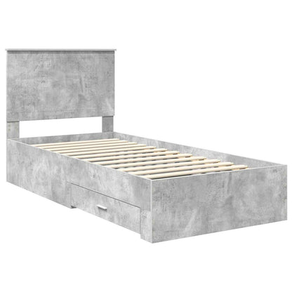 Bed Frame with Drawer Concrete Grey 90 x 200 cm Engineered Wood