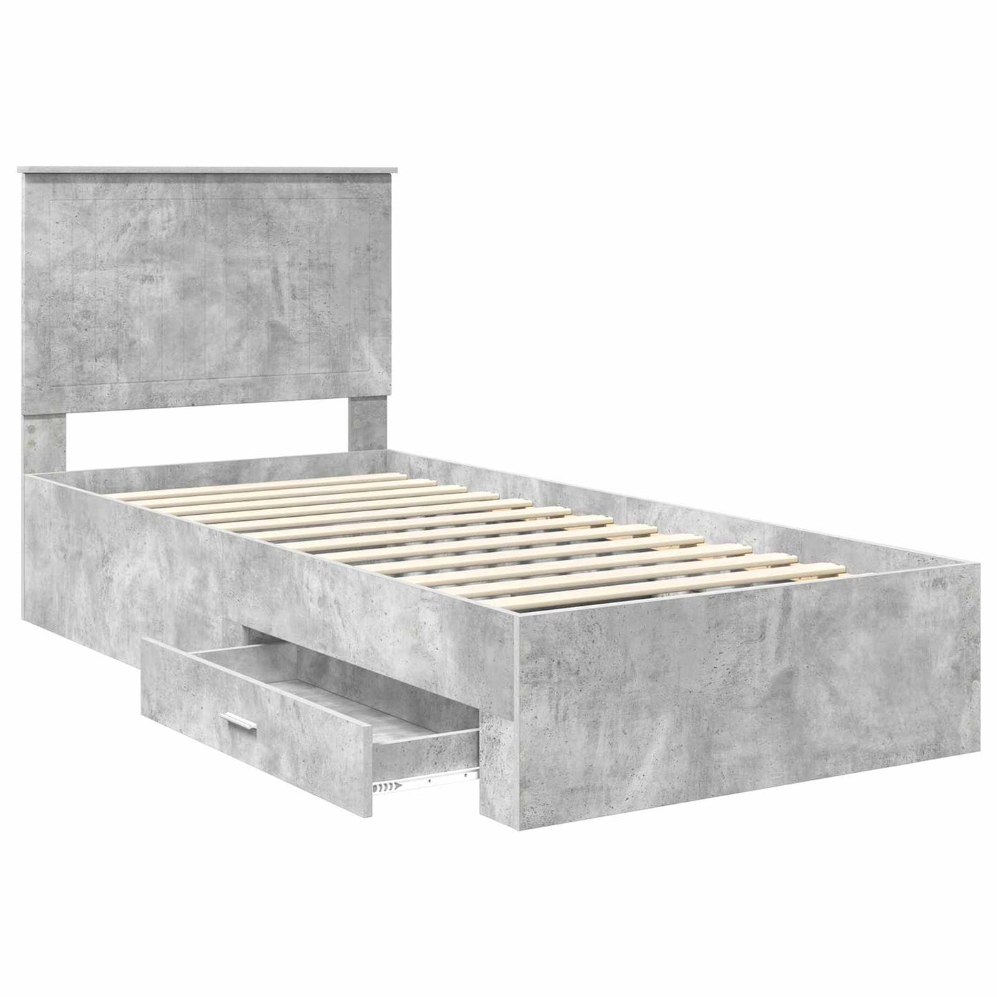 Bed Frame with Drawer Concrete Grey 90 x 200 cm Engineered Wood