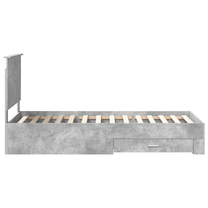 Bed Frame with Drawer Concrete Grey 90 x 200 cm Engineered Wood