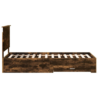 Bed Frame with Headboard Smoked Oak 90 x 200 cm Engineered Wood