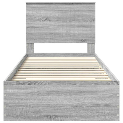 Bed Frame with Drawer Grey Sonoma 90 x 200 cm Engineered Wood