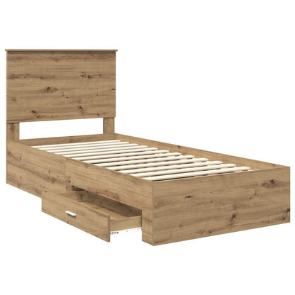 Bed Frame with Drawer Artisan Oak 90 x 200 cm Engineered Wood