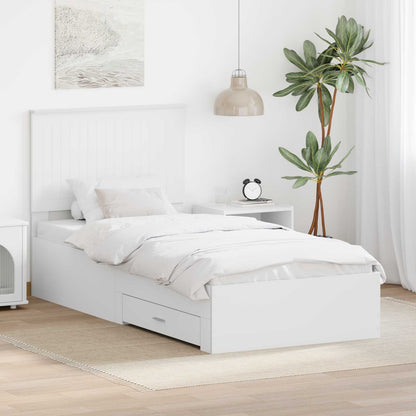 Bed Frame with Headboard White 90 x 190 cm Engineered Wood