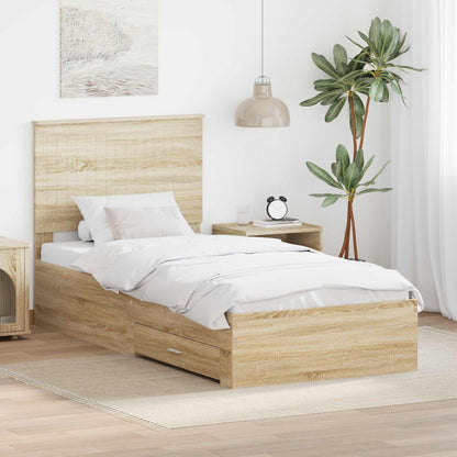 Bed Frame with Headboard Sonoma Oak 90 x 190 cm Engineered Wood