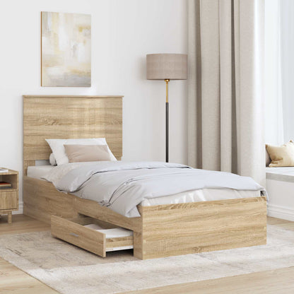 Bed Frame with Headboard Sonoma Oak 90 x 190 cm Engineered Wood