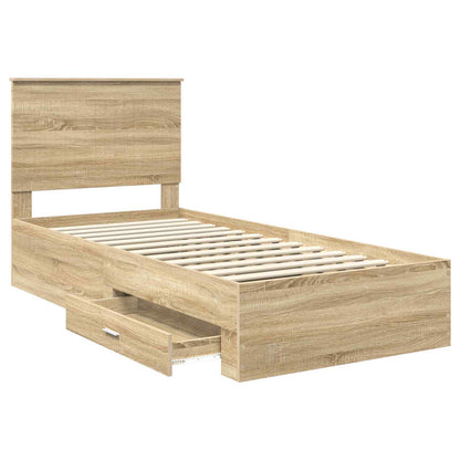 Bed Frame with Headboard Sonoma Oak 90 x 190 cm Engineered Wood