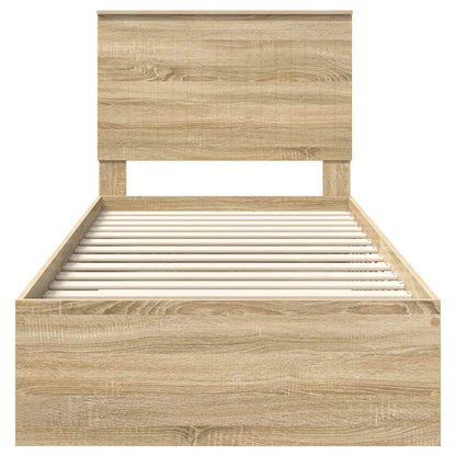 Bed Frame with Headboard Sonoma Oak 90 x 190 cm Engineered Wood