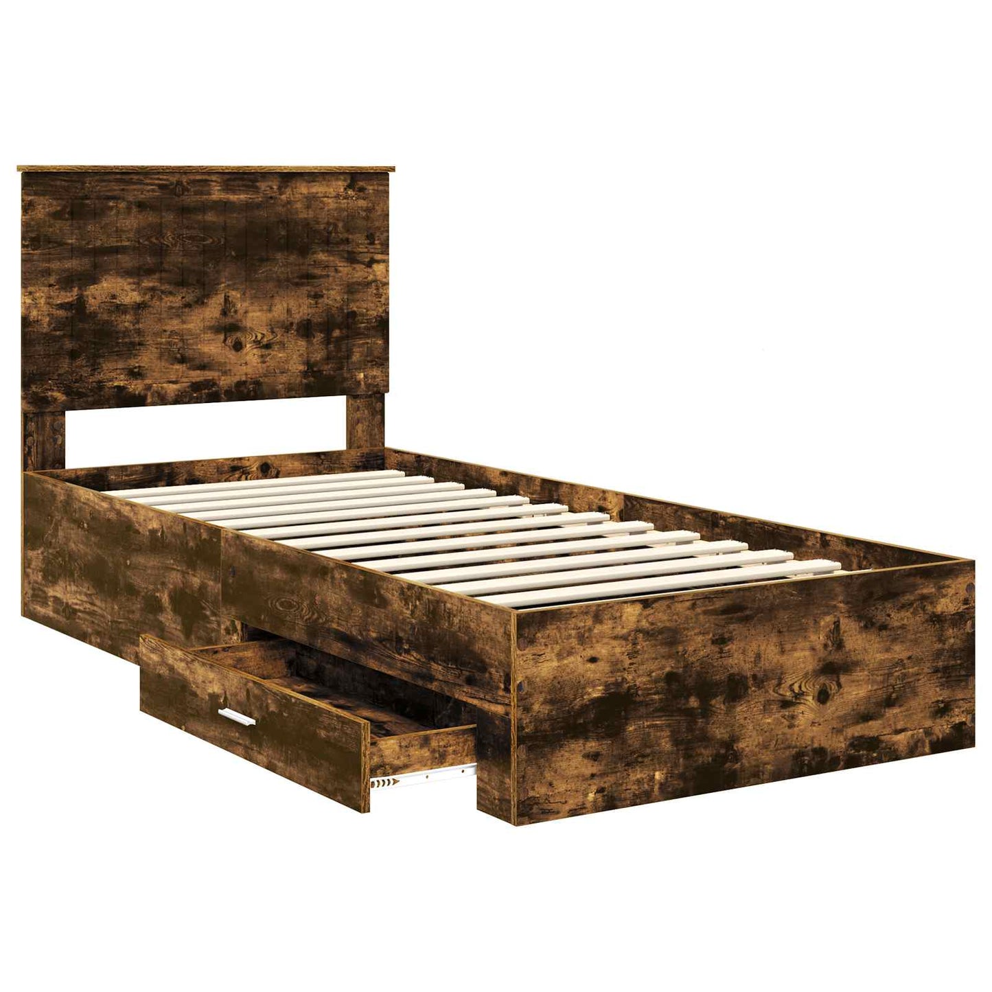 Bed Frame with Headboard Smoked Oak 90 x 190 cm Engineered Wood
