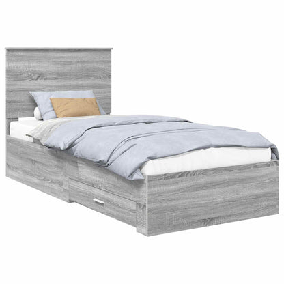 Bed Frame with Drawer Grey Sonoma 90 x 190 cm Engineered Wood