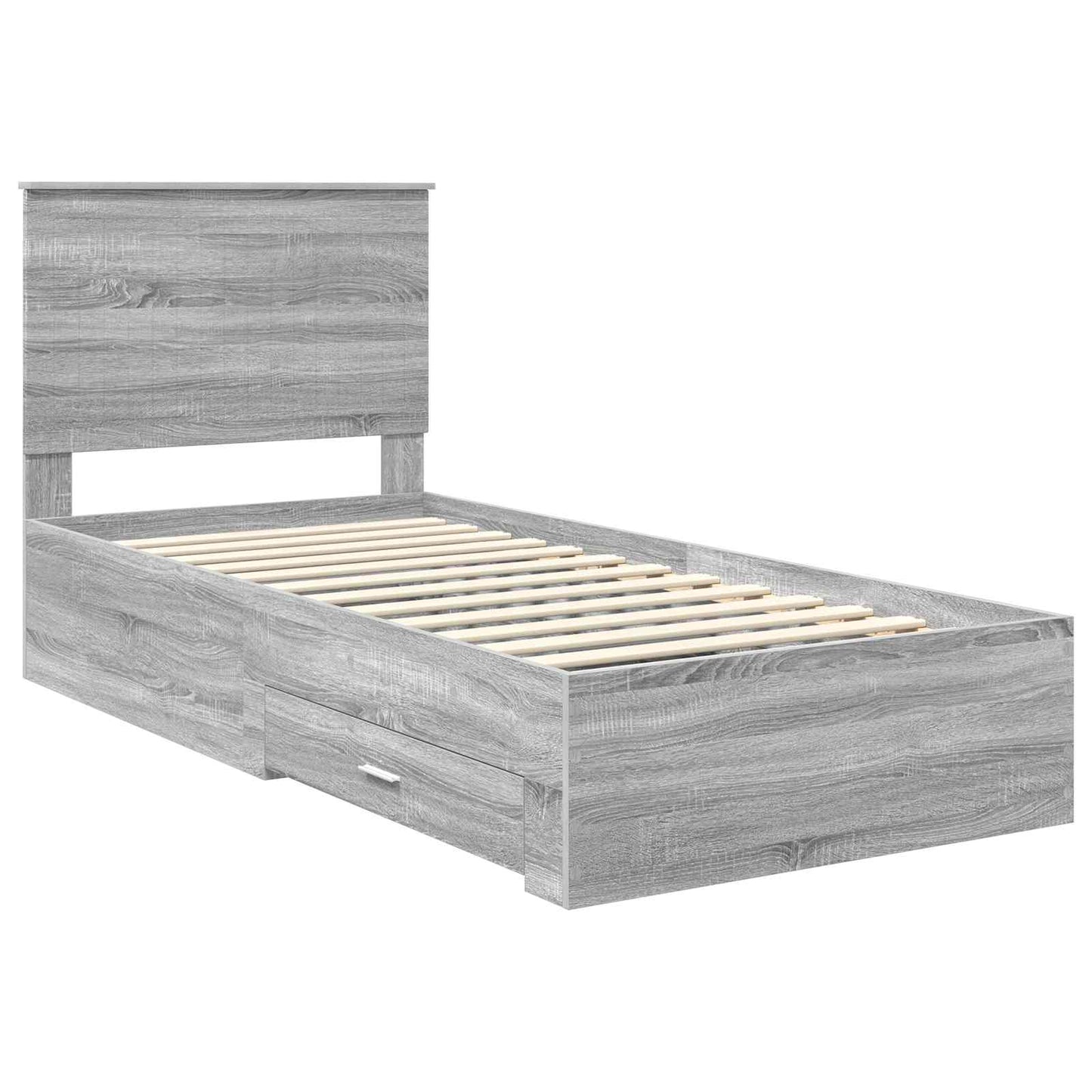 Bed Frame with Drawer Grey Sonoma 90 x 190 cm Engineered Wood