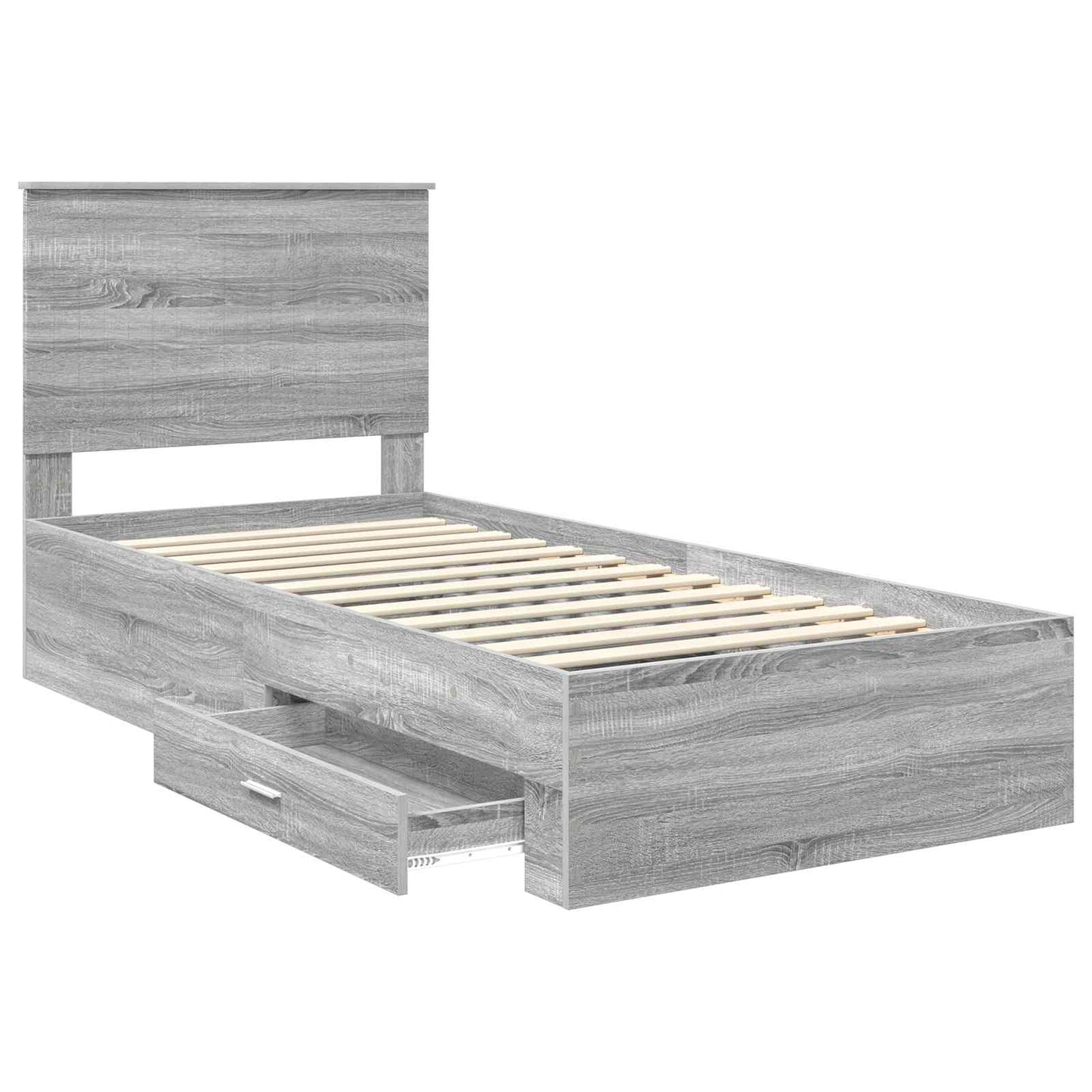 Bed Frame with Drawer Grey Sonoma 90 x 190 cm Engineered Wood