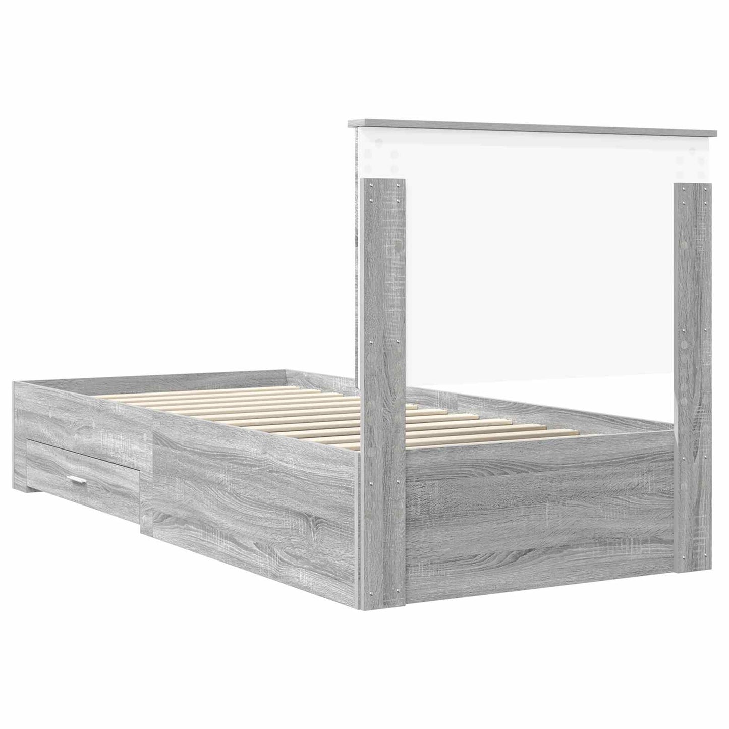 Bed Frame with Drawer Grey Sonoma 90 x 190 cm Engineered Wood