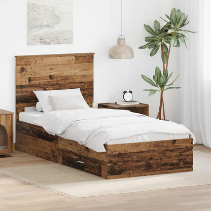 Bed Frame with Headboard Old Wood 90 x 190 cm Engineered Wood