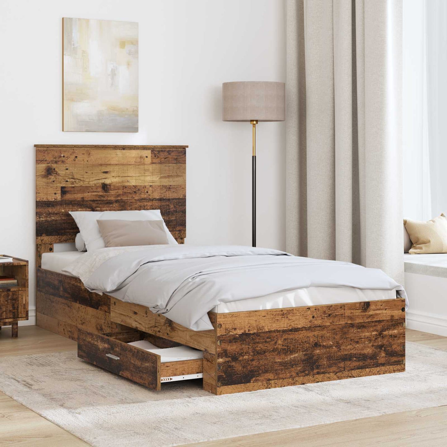 Bed Frame with Headboard Old Wood 90 x 190 cm Engineered Wood