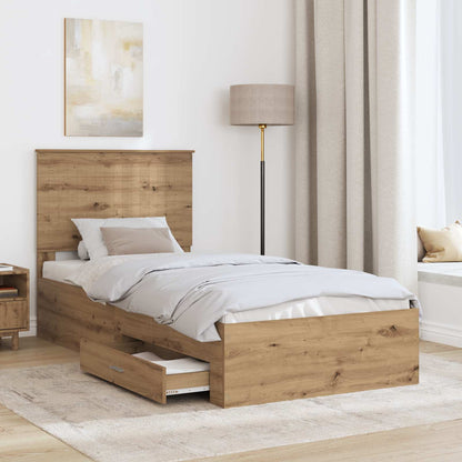 Bed Frame with Drawer Artisan Oak 90 x 190 cm Engineered Wood