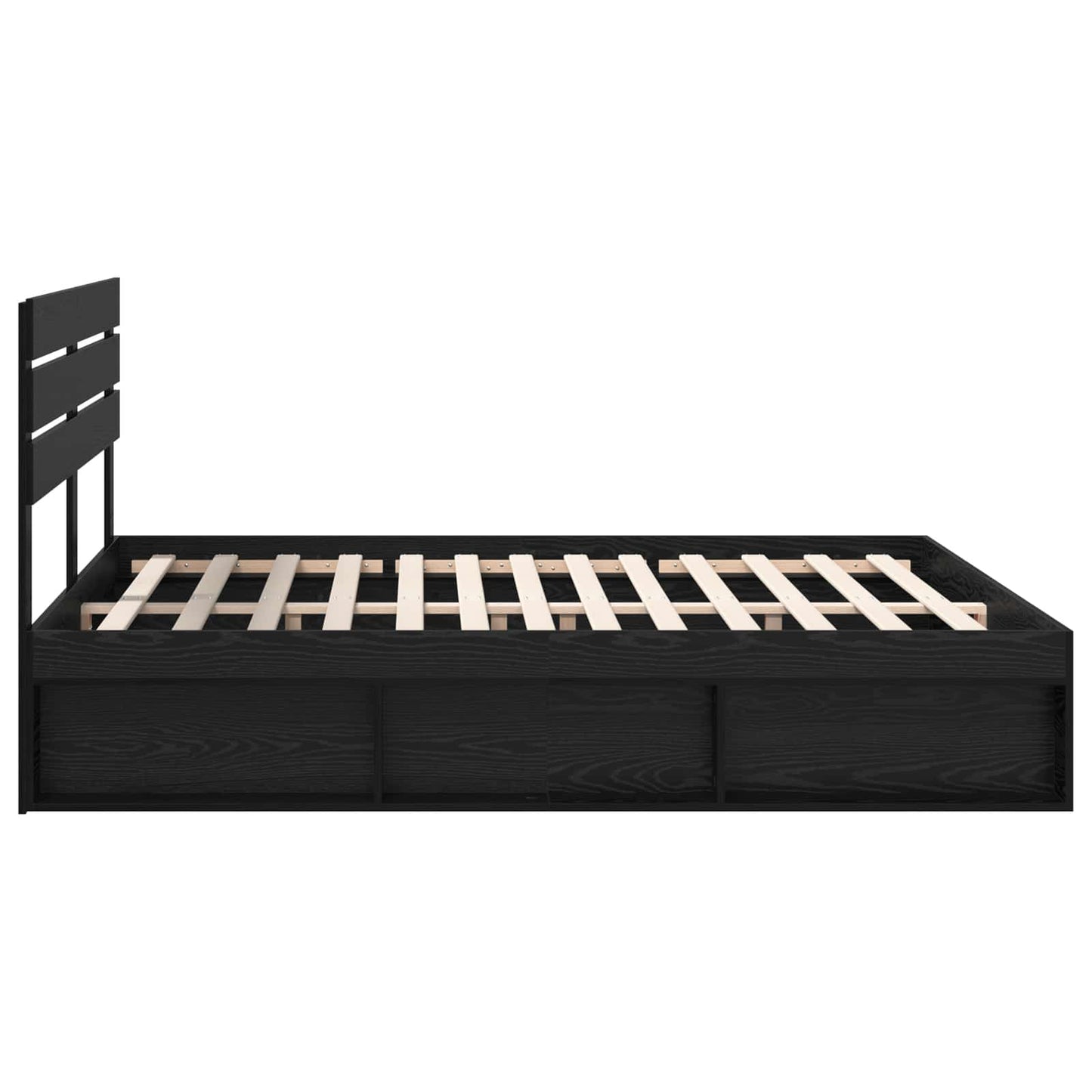 Bed Frame with Headboard Black 200 x 200 cm Solid Pine Wood