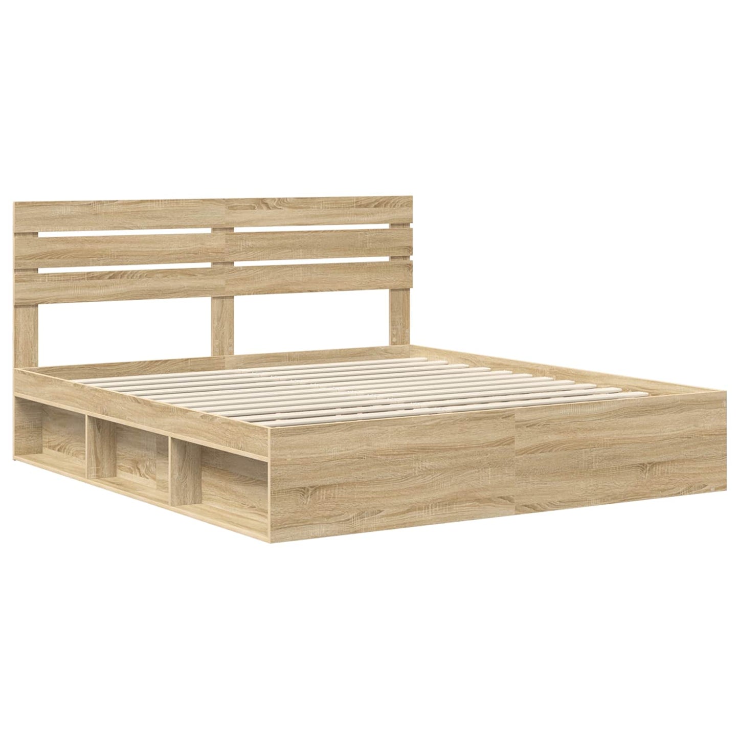 Bed Frame with Headboard Sonoma 200 x 200 cm Solid Pine Wood