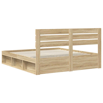 Bed Frame with Headboard Sonoma 200 x 200 cm Solid Pine Wood