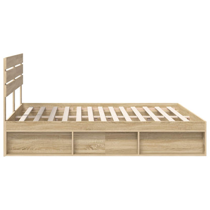 Bed Frame with Headboard Sonoma 200 x 200 cm Solid Pine Wood