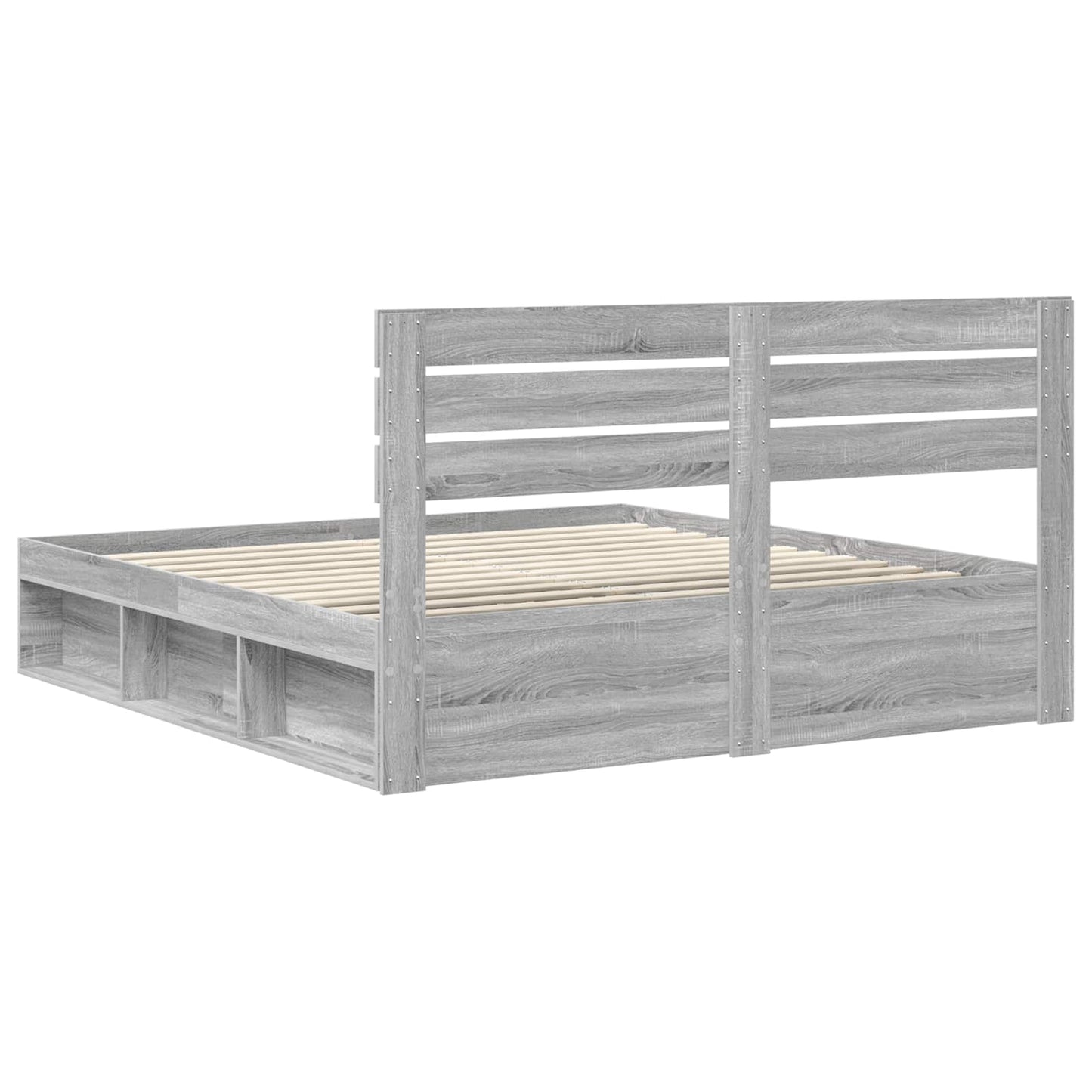 Bed Frame Grey Sonoma 200 x 200 cm Solid Pine Wood