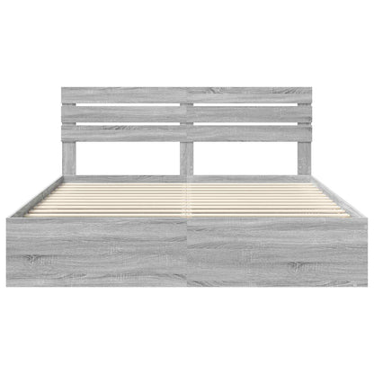 Bed Frame Grey Sonoma 200 x 200 cm Solid Pine Wood
