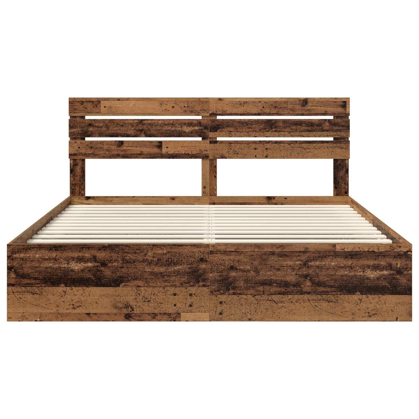 Bed Frame with Headboard Old Wood 200 x 200 cm Solid Pine Wood