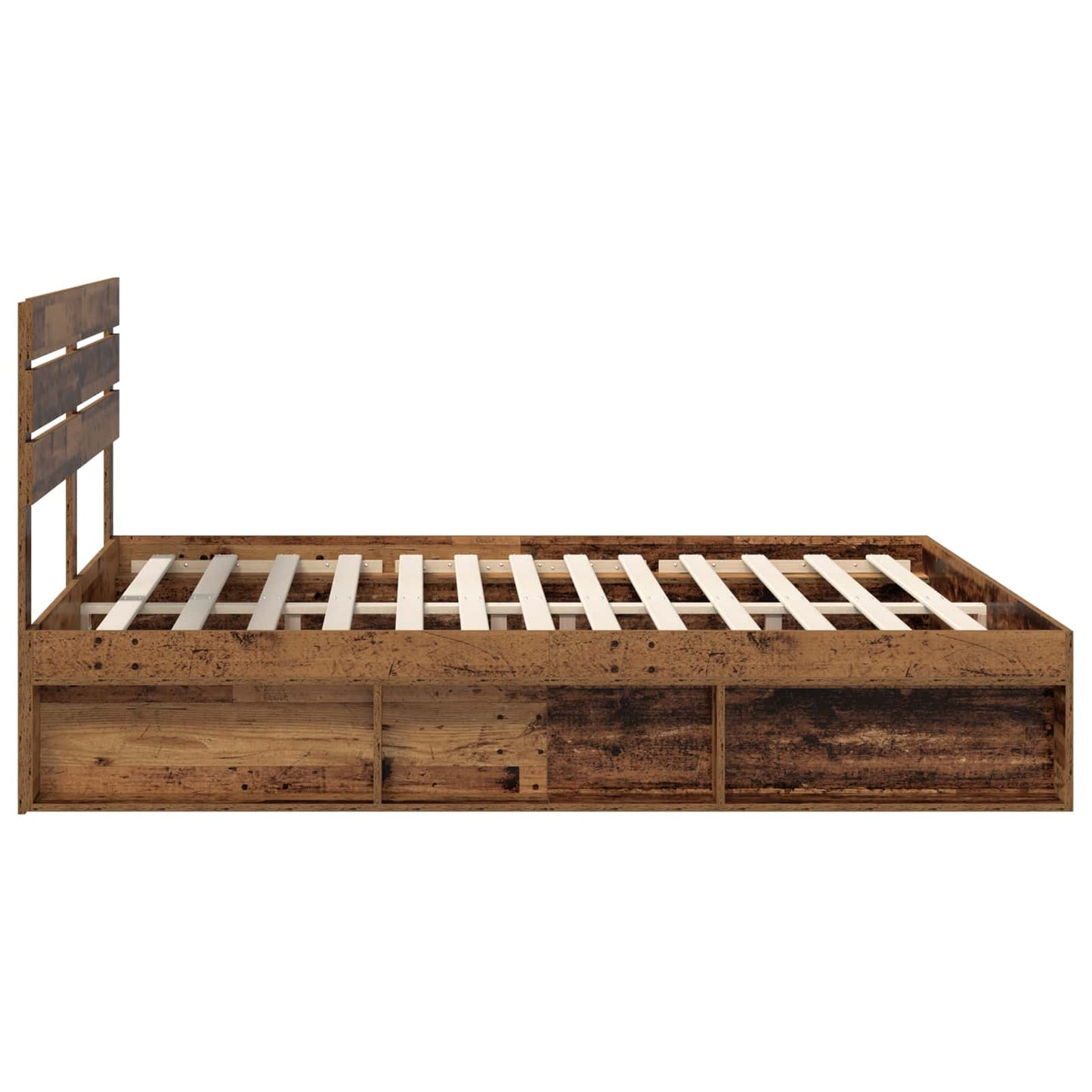 Bed Frame with Headboard Old Wood 200 x 200 cm Solid Pine Wood