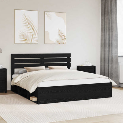 Bed Frame with Headboard Black 180 x 200 cm Solid Pine Wood