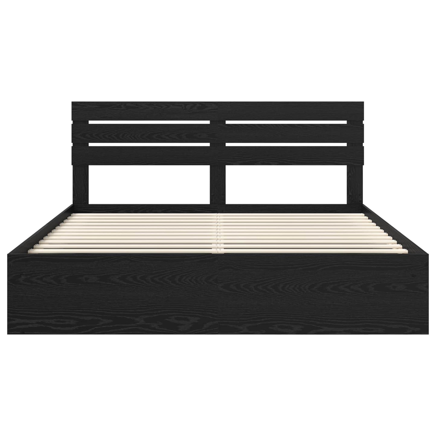 Bed Frame with Headboard Black 180 x 200 cm Solid Pine Wood