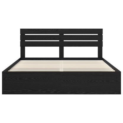 Bed Frame with Headboard Black 180 x 200 cm Solid Pine Wood