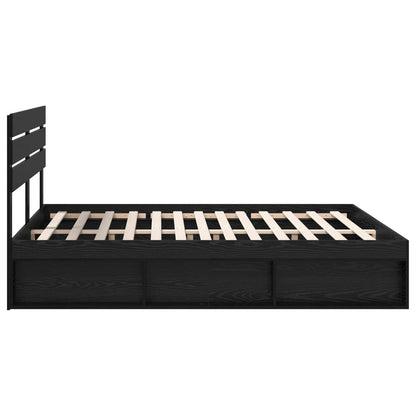 Bed Frame with Headboard Black 180 x 200 cm Solid Pine Wood