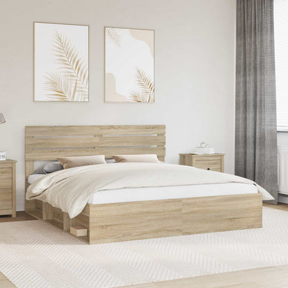 Bed Frame with Headboard Sonoma 180 x 200 cm Solid Pine Wood