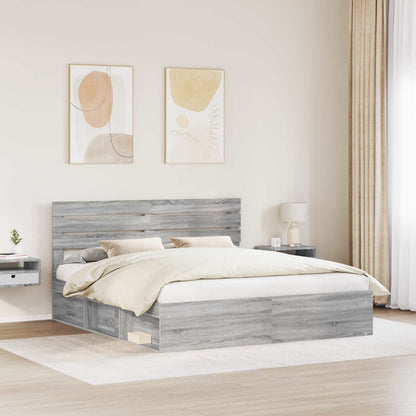 Bed Frame Grey Sonoma 180 x 200 cm Solid Pine Wood